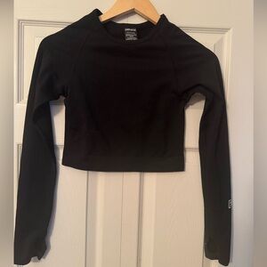 PINK Active Seamless Long Sleeve Cropped Top Black S